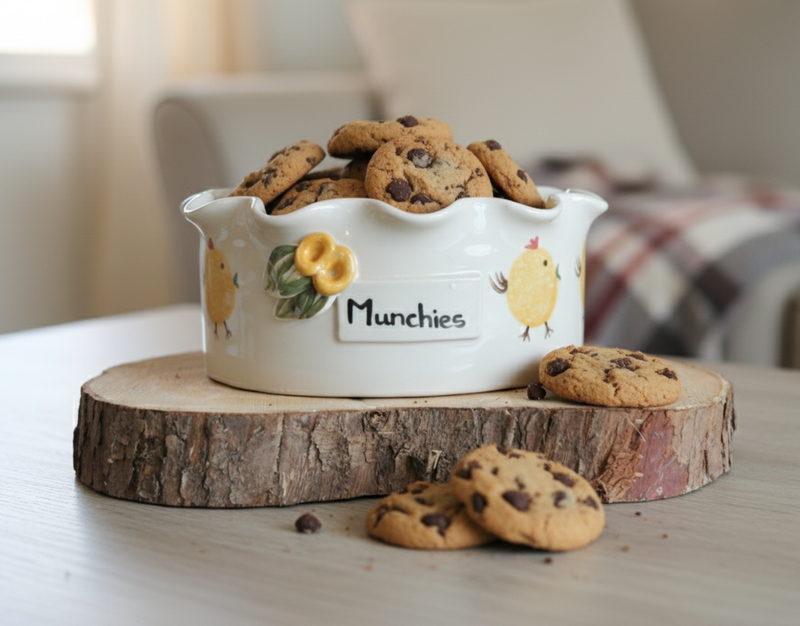 White ceramic container labeled &