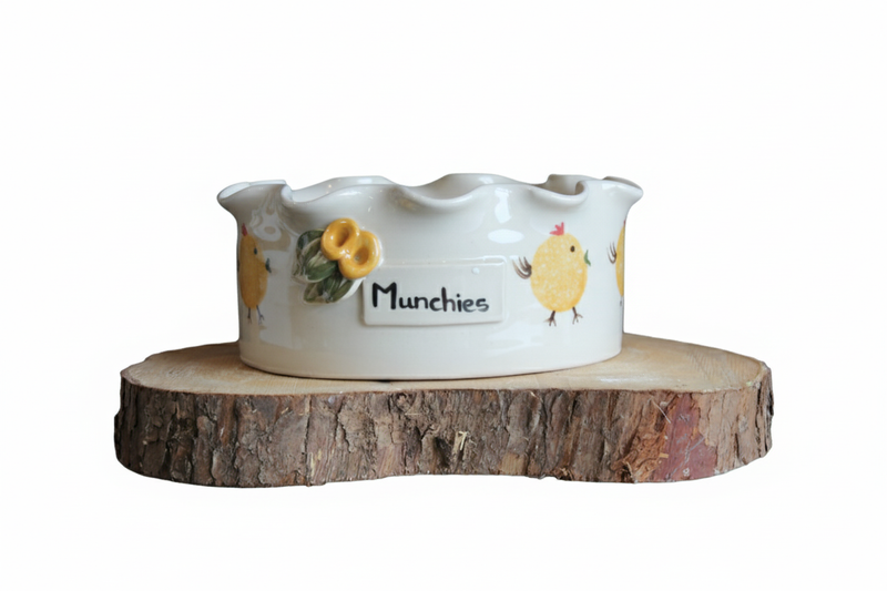 Ceramic bowl with chicken design and &